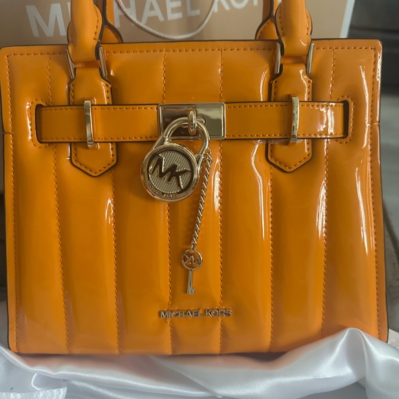 Michael Kors Glossy Orange Satchel - Picture 1 of 1